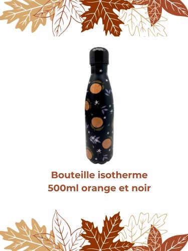 Bouteille isotherme 500ml orange et noir